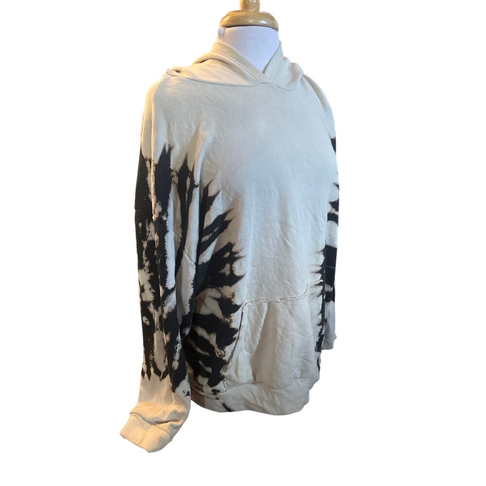 Women L Blue Buttercup Pullover Hooded Sweatshirt Khaki Hoodie Tie Dye Boho